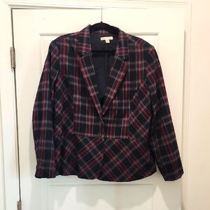 Cato XL Plaid Women's Jacket with peplin waistd